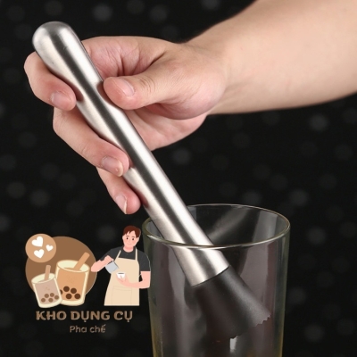 Chày bar dầm pha chế inox 20cm đầu nhựa cao cấp (chất liệu inox 304)