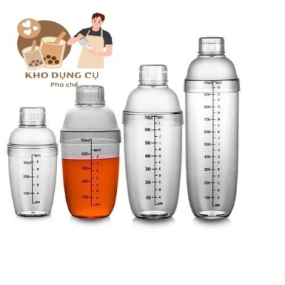 Bình lắc Shaker pha chế nhựa chia vạch đen hàng cao cấp (350ml, 530ml, 700ml, 1000ml)