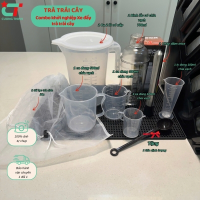 XE ĐẨY TRÀ TRÁI CÂY (Combo dụng cụ 9 món cho xe Trà trái cây)
